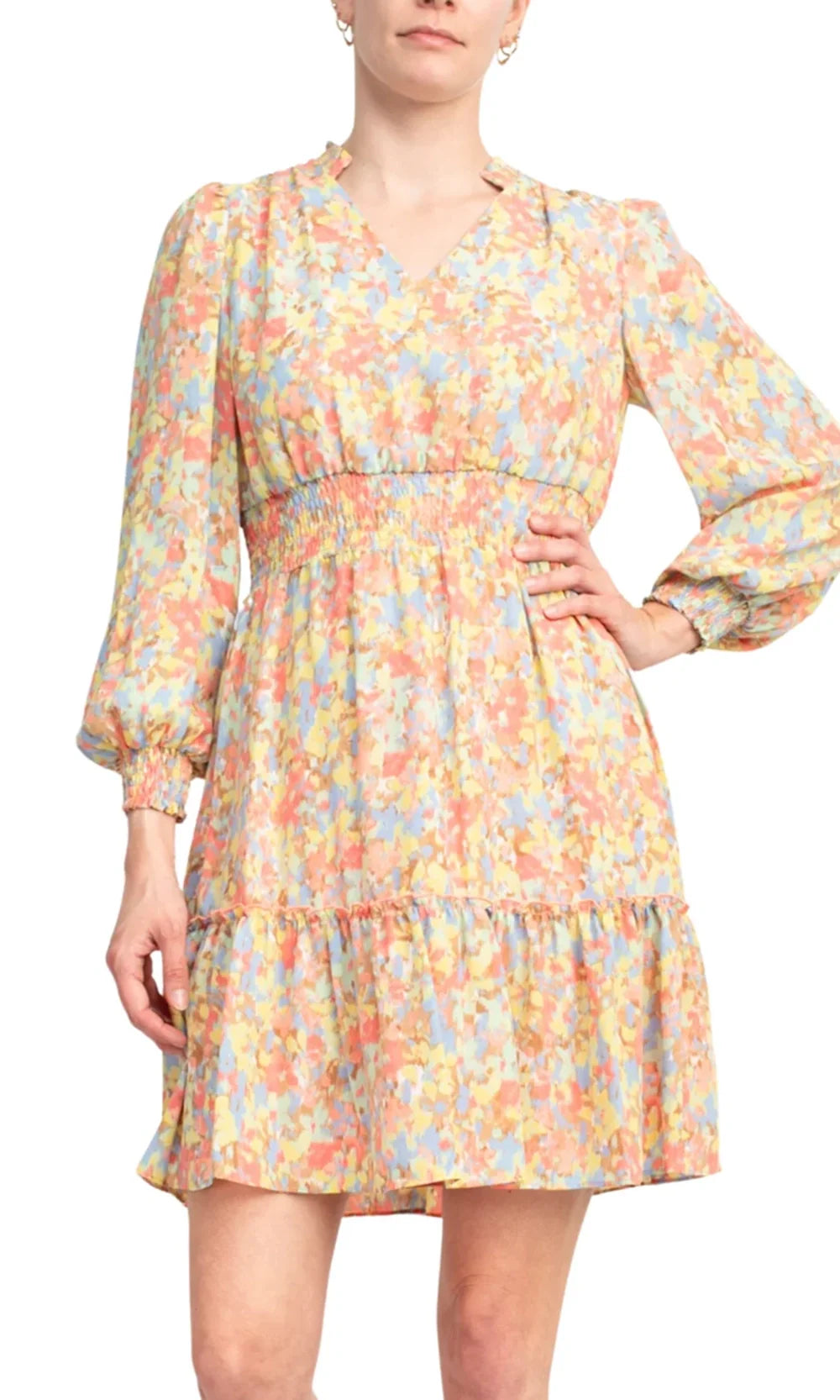 Nanette Nanette Lepore NM3S17185 - Long Sleeve Floral Chiffon Dress Homecoming Dresses