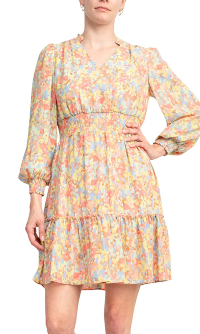 Nanette Nanette Lepore NM3S17185 - Long Sleeve Floral Chiffon Dress Homecoming Dresses