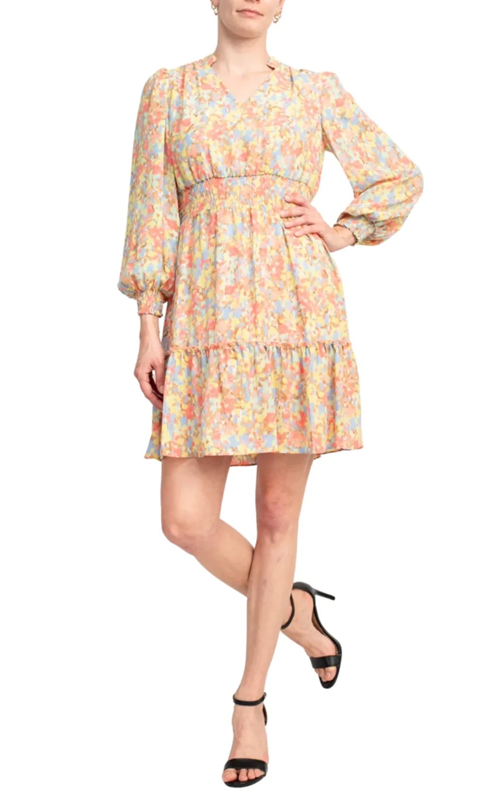 Nanette Nanette Lepore NM3S17185 - Long Sleeve Floral Chiffon Dress Homecoming Dresses
