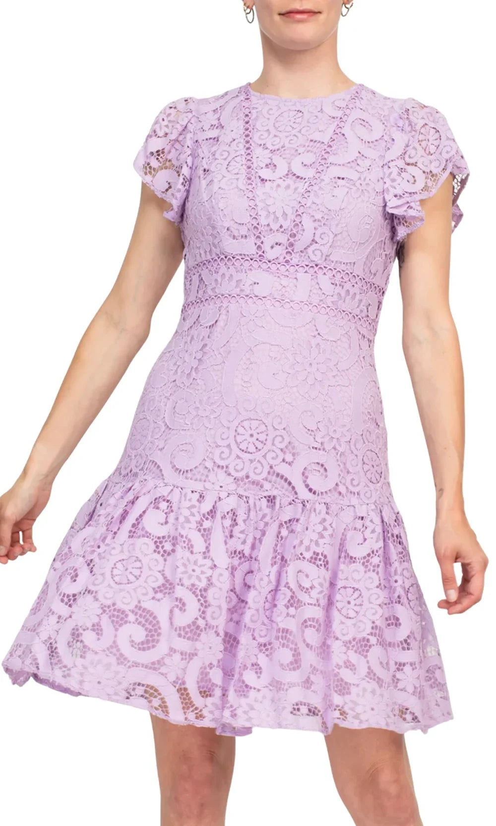 Nanette Nanette Lepore NM4S13W93 - A-Line Lace Jewel Neckline Dress Homecoming Dresses