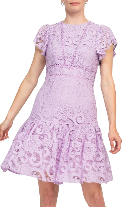 Nanette Nanette Lepore NM4S13W93 - A-Line Lace Jewel Neckline Dress Homecoming Dresses