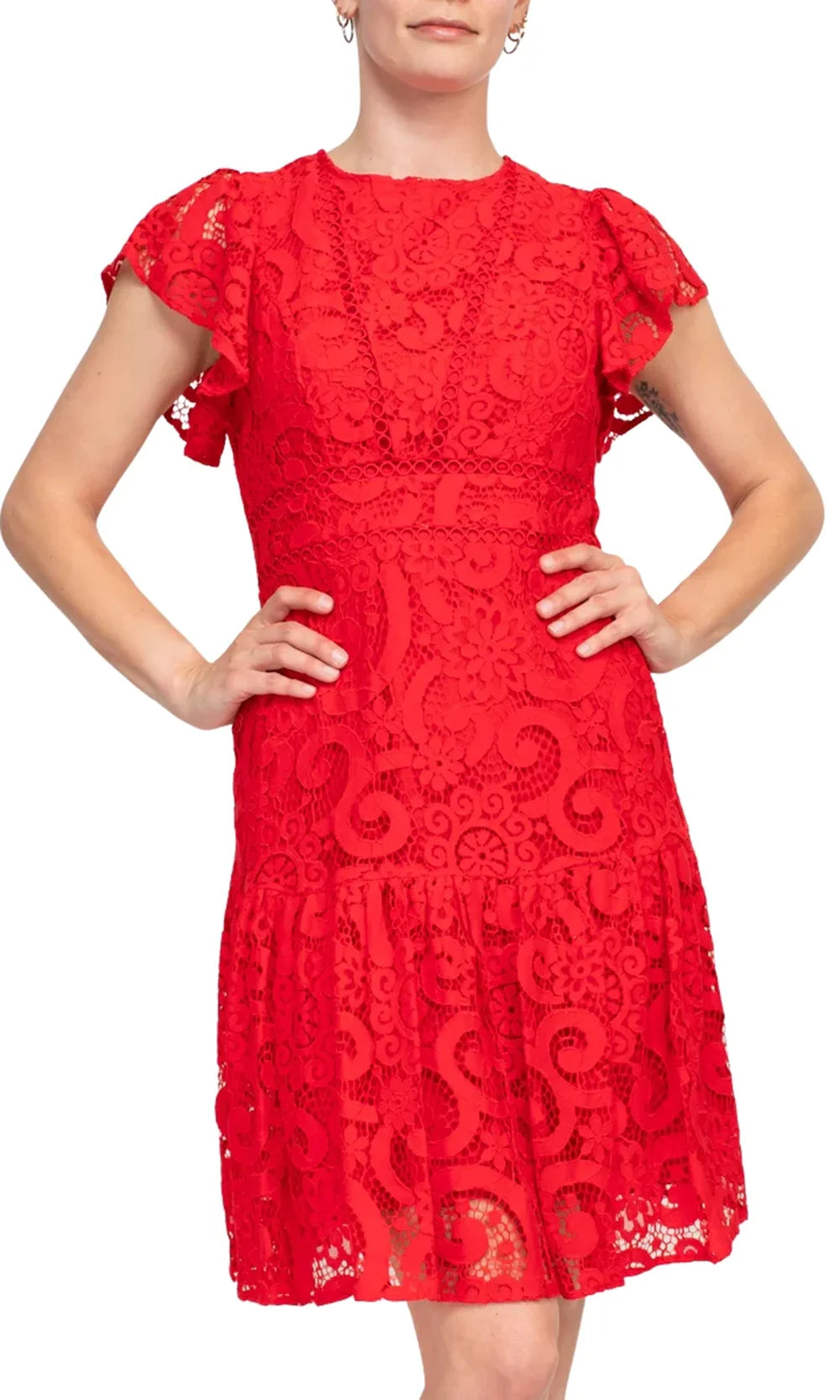 Nanette Nanette Lepore NM4S13W93 - A-Line Lace Jewel Neckline Dress Homecoming Dresses