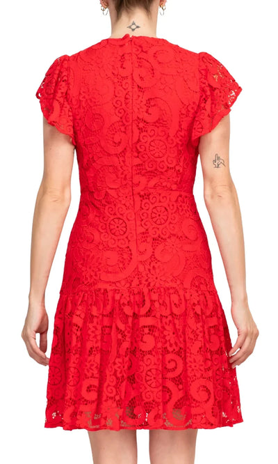 Nanette Nanette Lepore NM4S13W93 - A-Line Lace Jewel Neckline Dress Homecoming Dresses