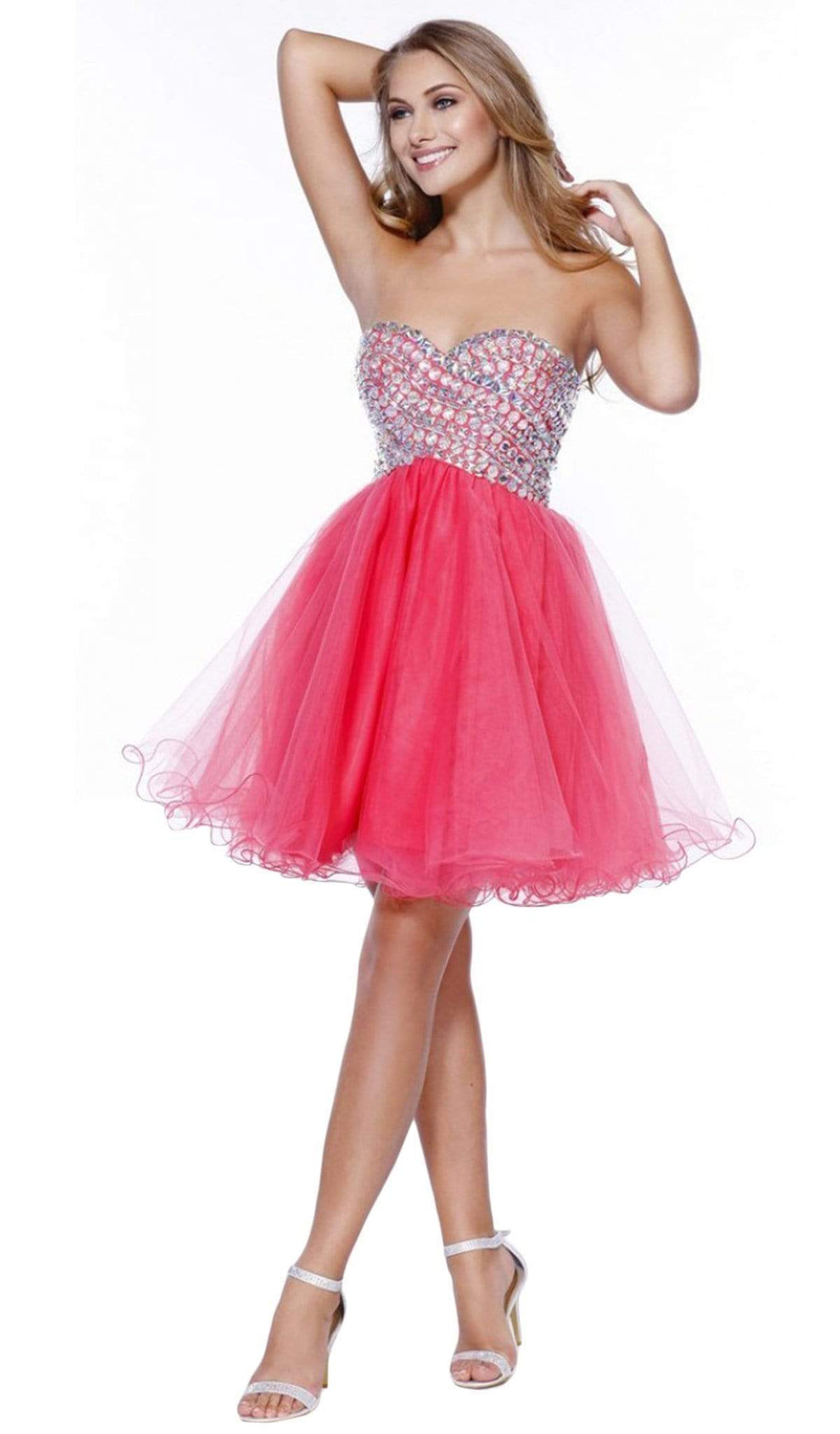 Nox Anabel - 6010 Beaded Sweetheart A-Line Dress Special Occasion Dress XS / Watermelon