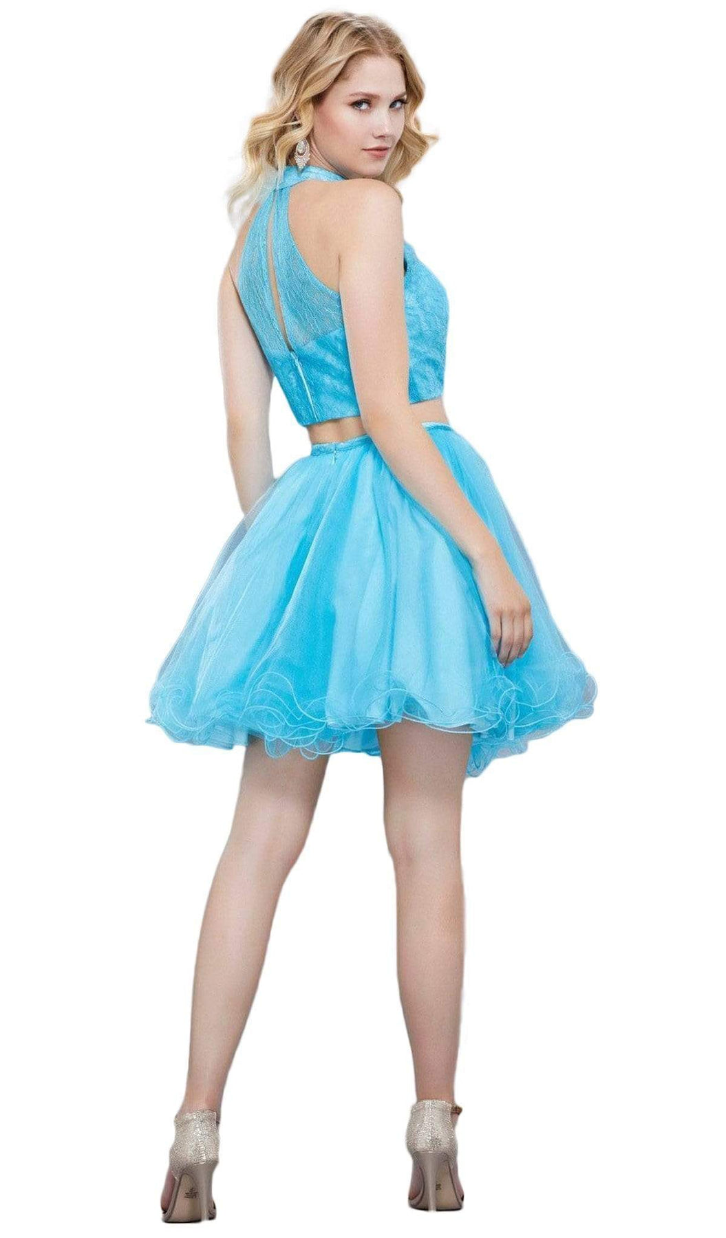 Nox Anabel - 6354 Lace Illusion High Halter A-line Dress Special Occasion Dress