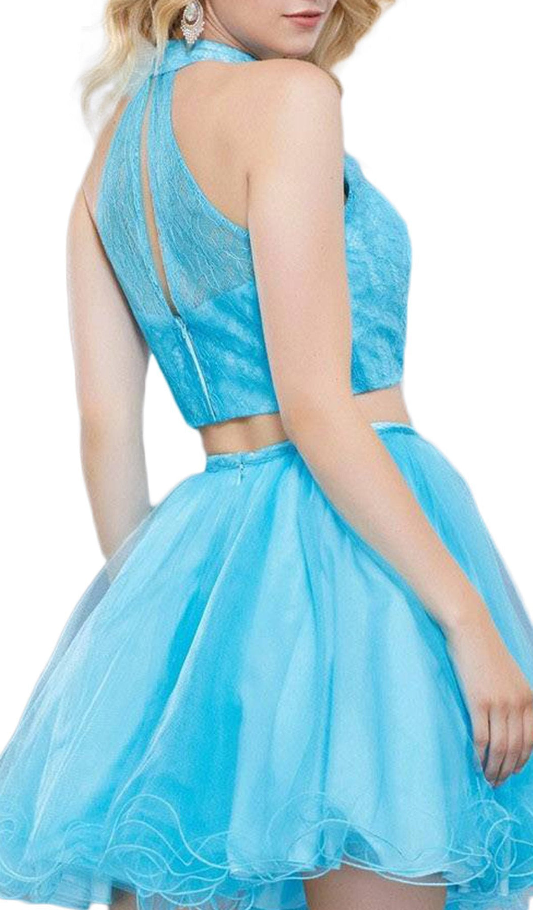 Nox Anabel - 6354 Lace Illusion High Halter A-line Dress Special Occasion Dress