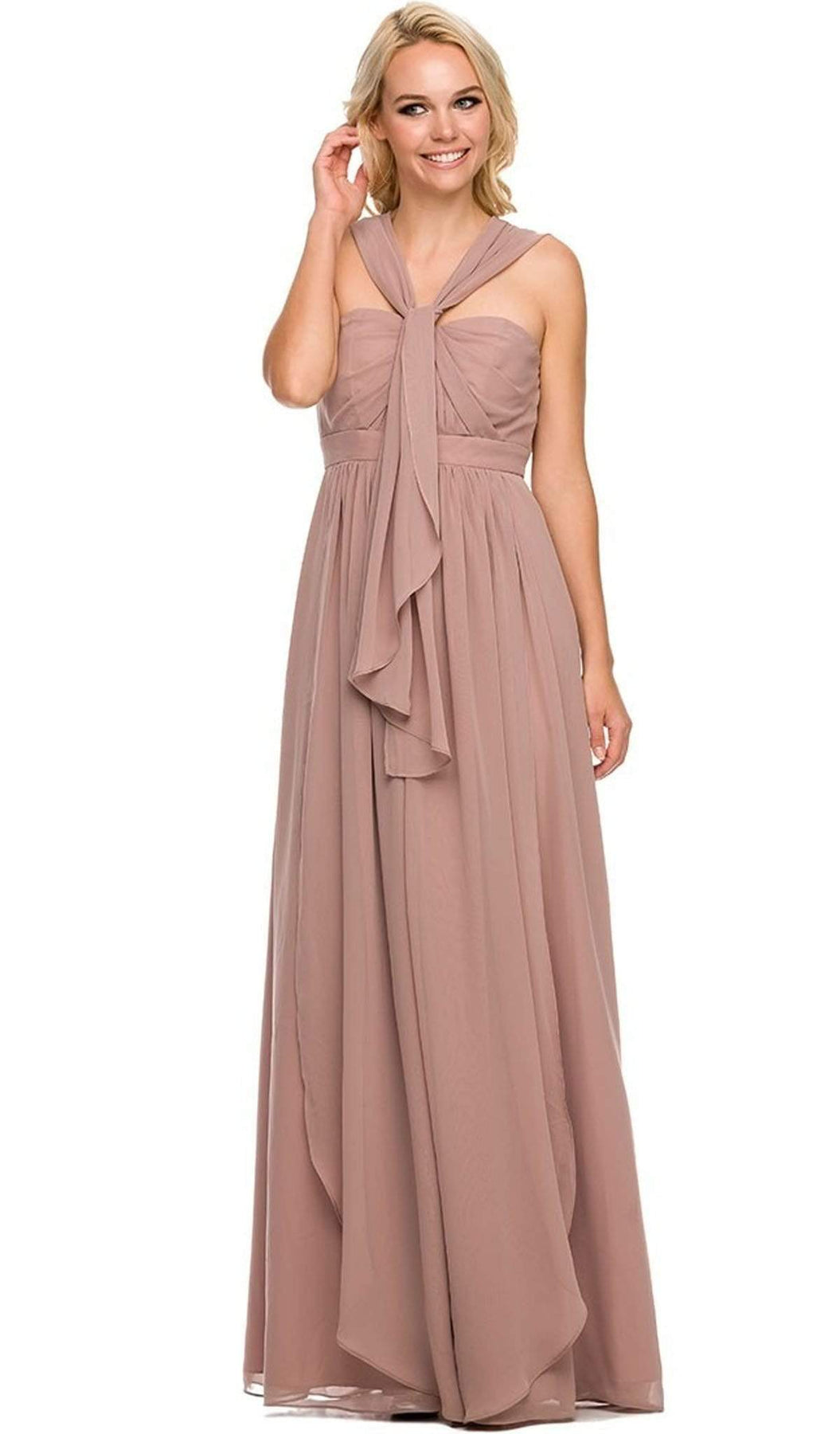 Nox Anabel - 7124 Pleated Sweetheart A-line Long Formal Gown Special Occasion Dress XS / Blush Tan