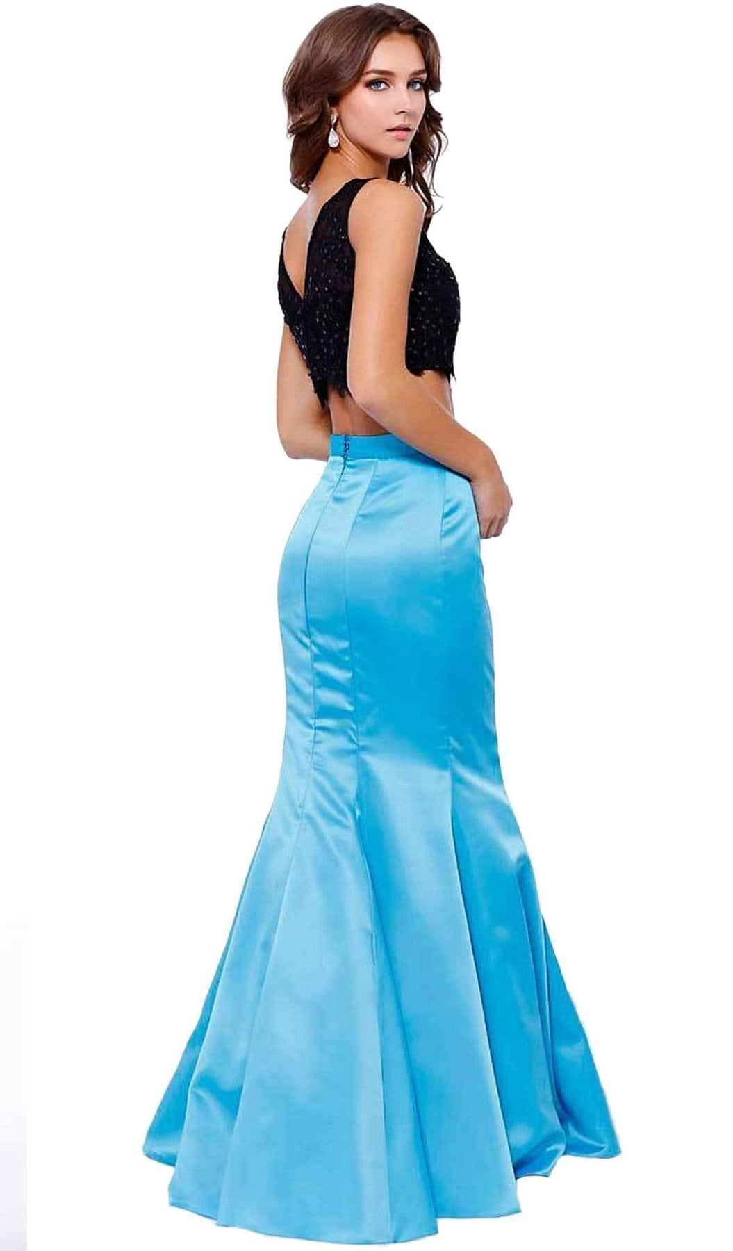 Nox Anabel - 8231 Two Piece Colorblock Satin Evening Dress Special Occasion Dress