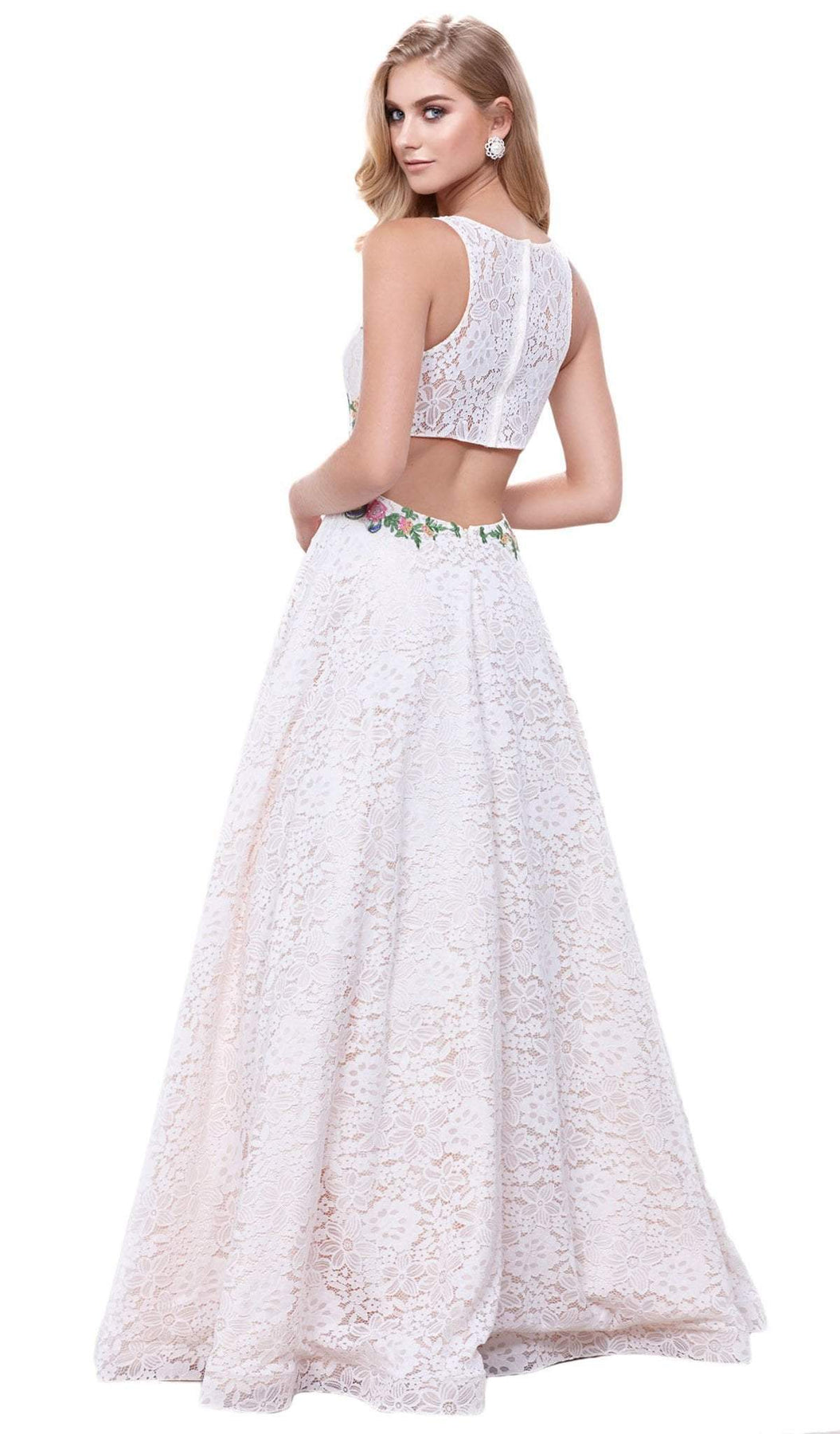 Nox Anabel - 8281 Sleeveless Embroidered Lace Scoop A-line Dress Special Occasion Dress