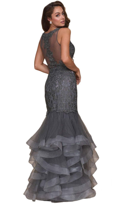 Nox Anabel - A059 Beaded Lace Ruffled Mermaid Dress Special Occasion Dress