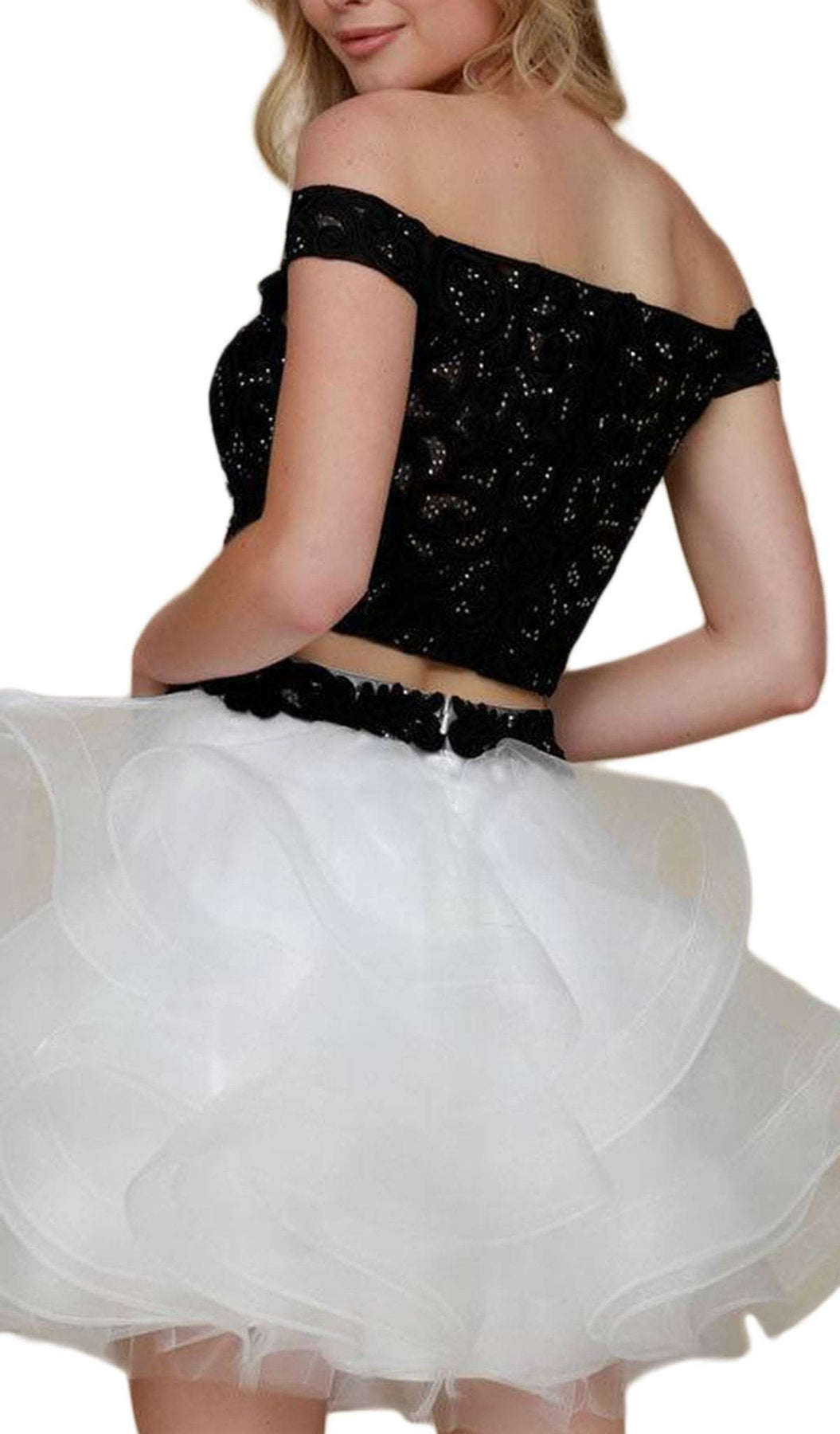 Nox Anabel - A613 Off Shoulder Crop Top Ruffled Skirt Party Dress Special Occasion Dress