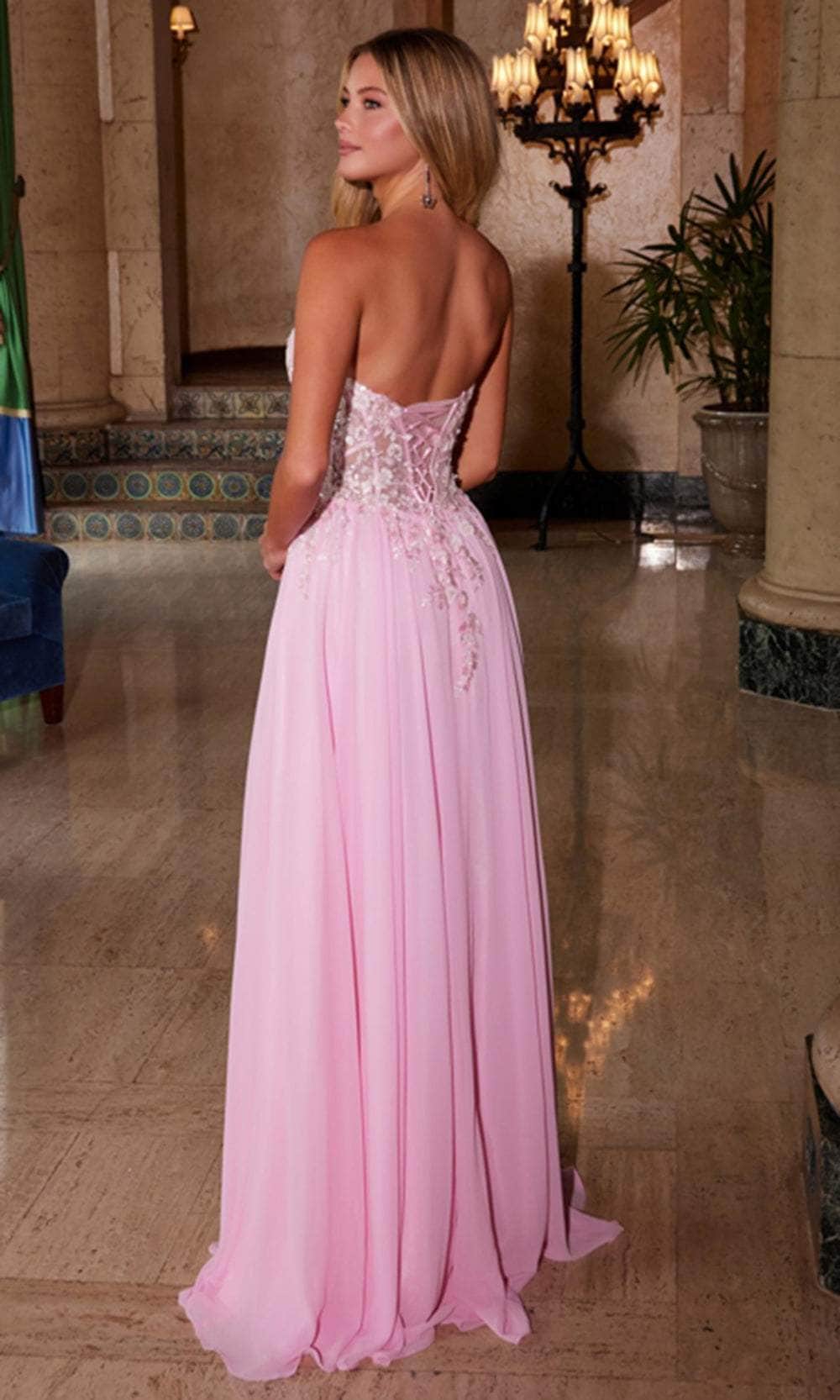 Nox Anabel C1617 - Strapless Lace Applique Chiffon Gown Special Occasion Dress