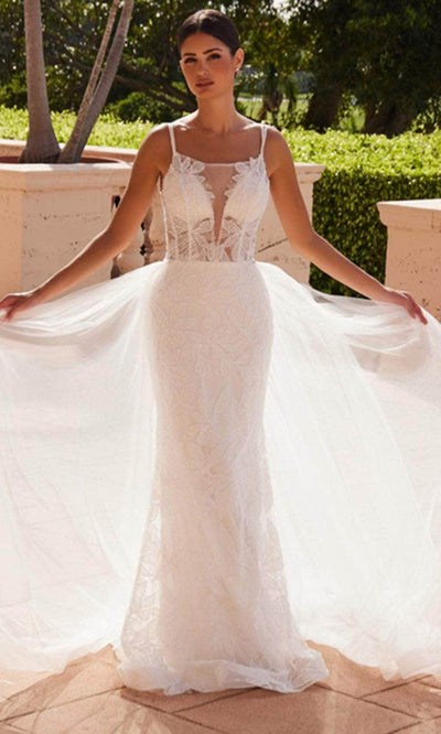 Nox Anabel C1628W - Plunging Neckline Lace and Tulle Gown Bridal Dresses