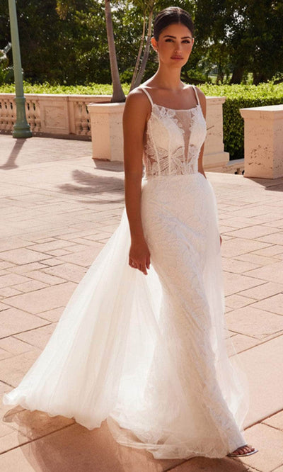Nox Anabel C1628W - Plunging Neckline Lace and Tulle Gown Bridal Dresses