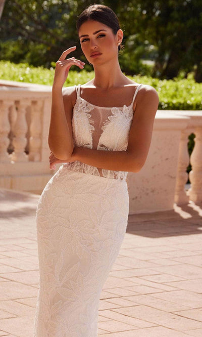 Nox Anabel C1628W - Plunging Neckline Lace and Tulle Gown Bridal Dresses