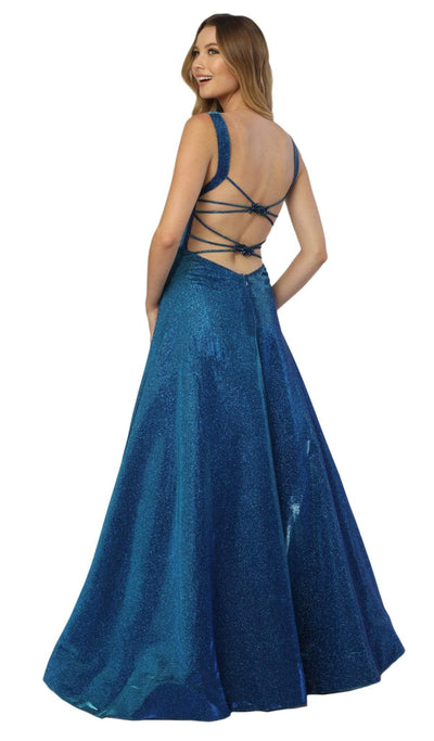 Nox Anabel - C240 Glimmering Square Neck Strappy Back A-Line Gown Special Occasion Dress