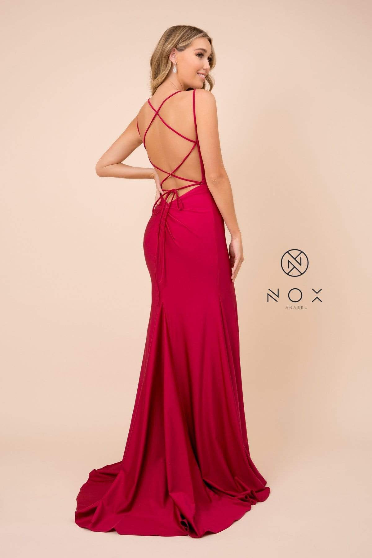 Nox Anabel - C301 Sleeveless Crisscross String Open Back Prom Dress Prom Dresses