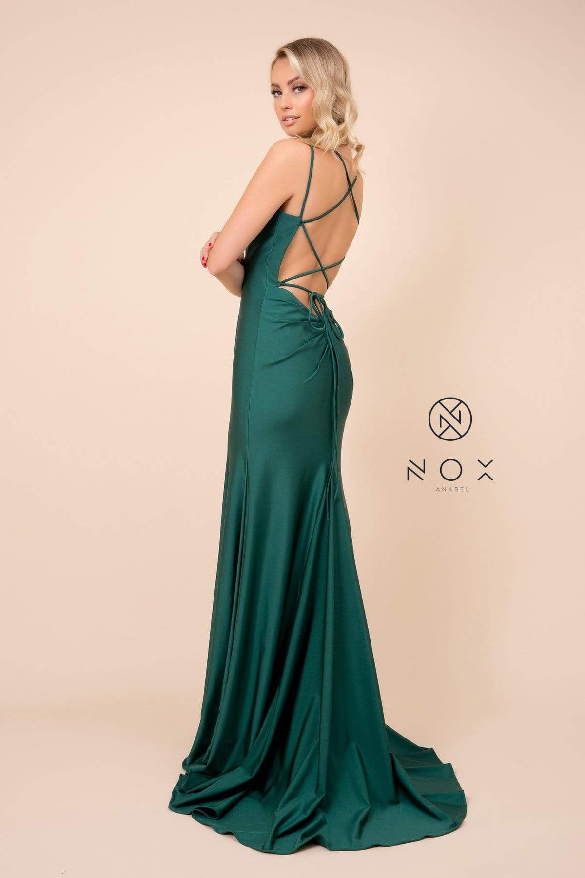 Nox Anabel - C301 Sleeveless Crisscross String Open Back Prom Dress Prom Dresses