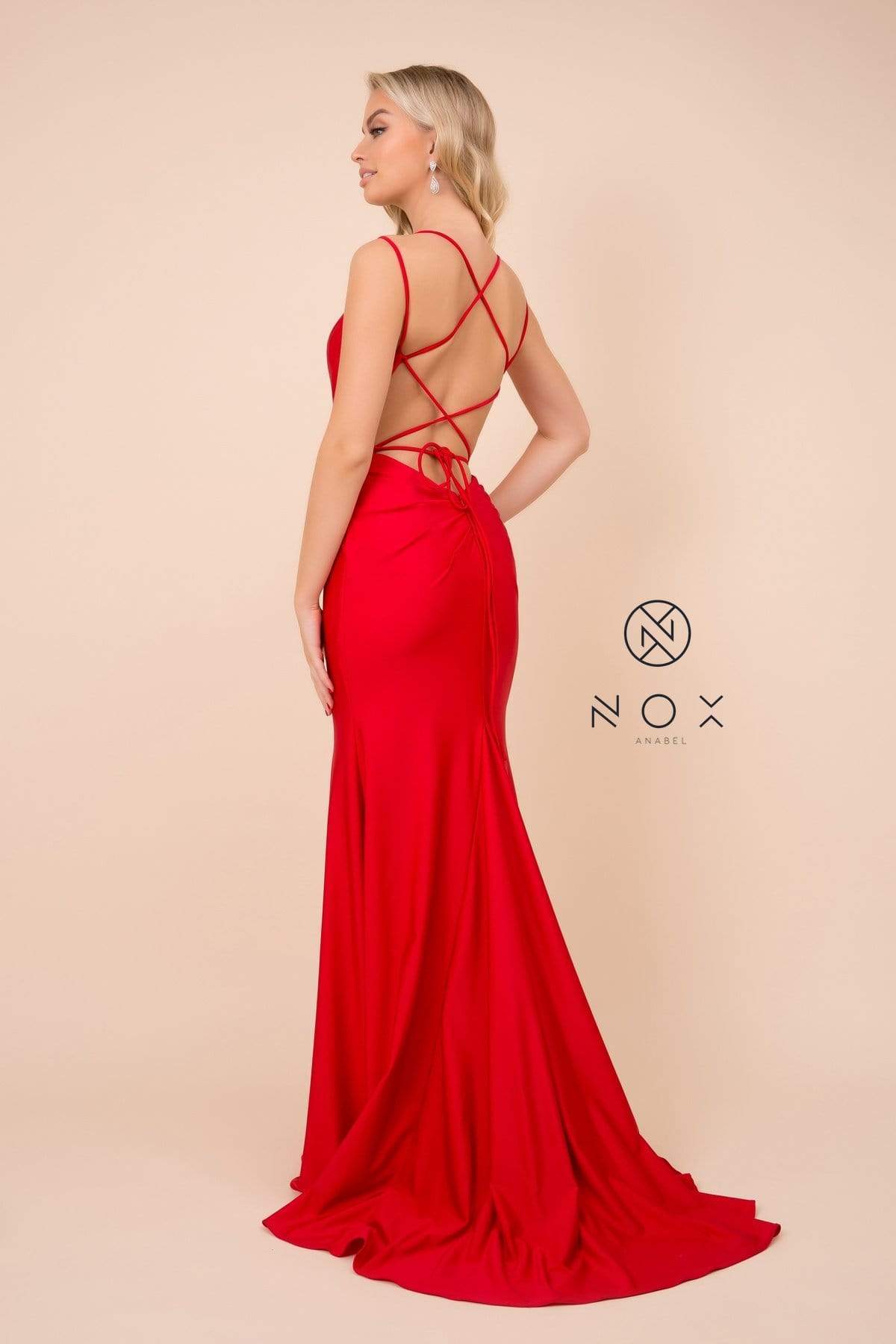 Nox Anabel - C301 Sleeveless Crisscross String Open Back Prom Dress Prom Dresses