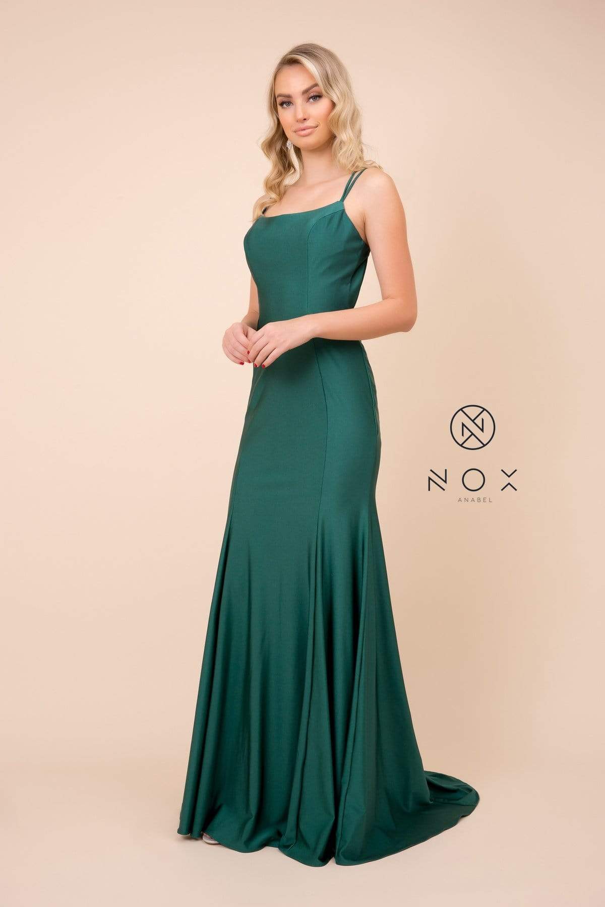 Nox Anabel - C301 Sleeveless Crisscross String Open Back Prom Dress Prom Dresses 4 / Hunte Green