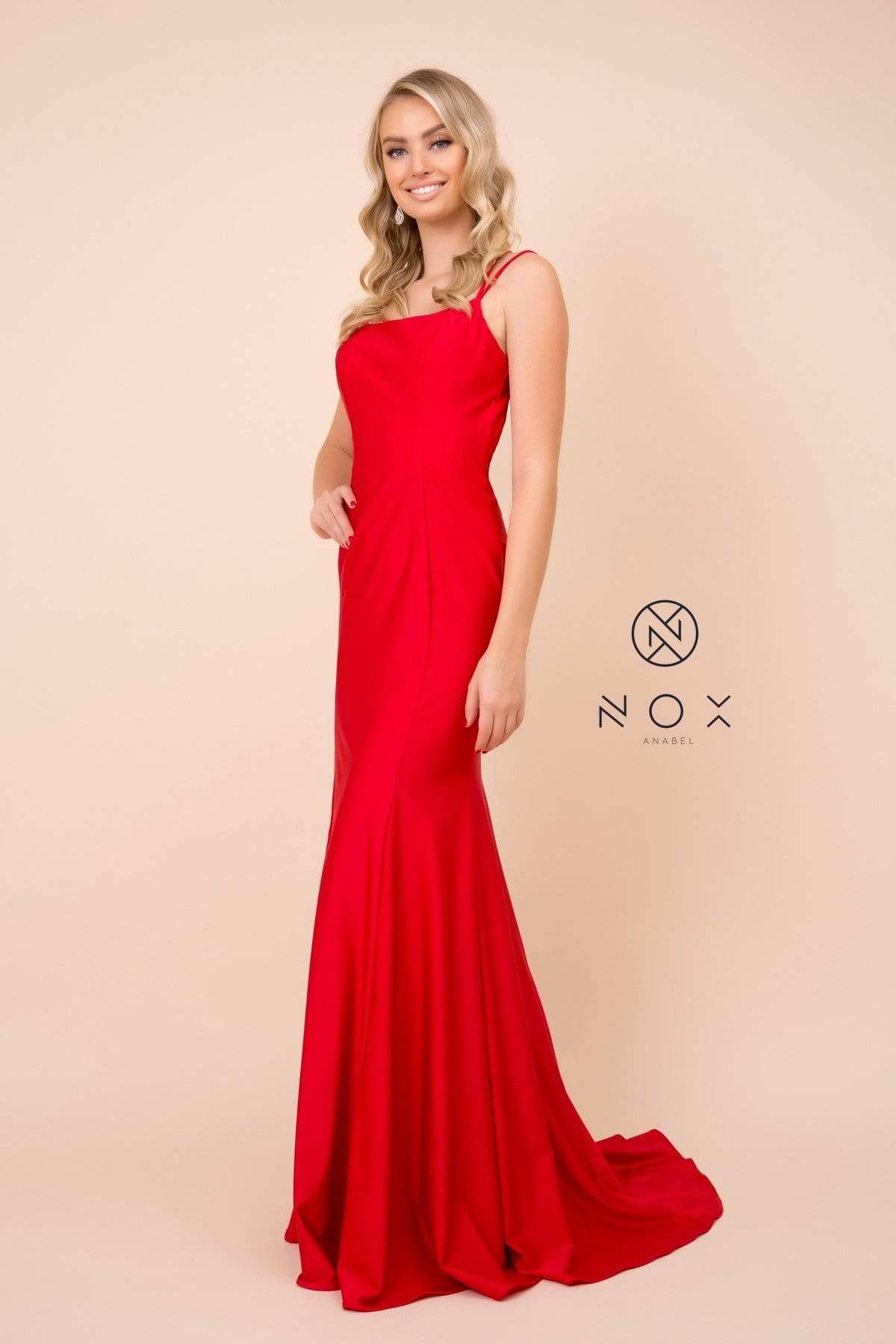 Nox Anabel - C301 Sleeveless Crisscross String Open Back Prom Dress Prom Dresses 4 / Red
