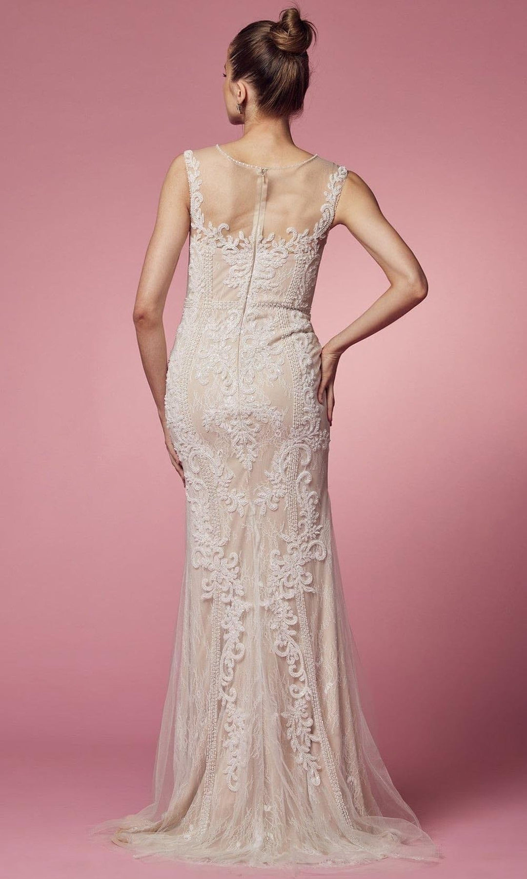 Nox Anabel E1006 - Beaded Applique Evening Dress