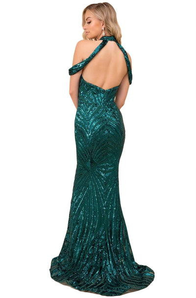 Nox Anabel - E377 Sequined High Halter Trumpet Dress Evening Dresses