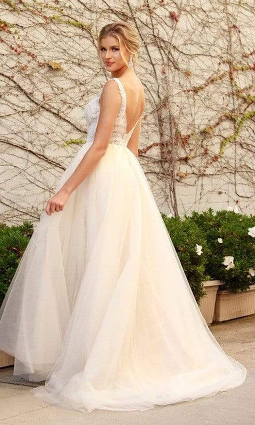 Nox Anabel - E474 Lace Applique A-Line Dress Wedding Dresses