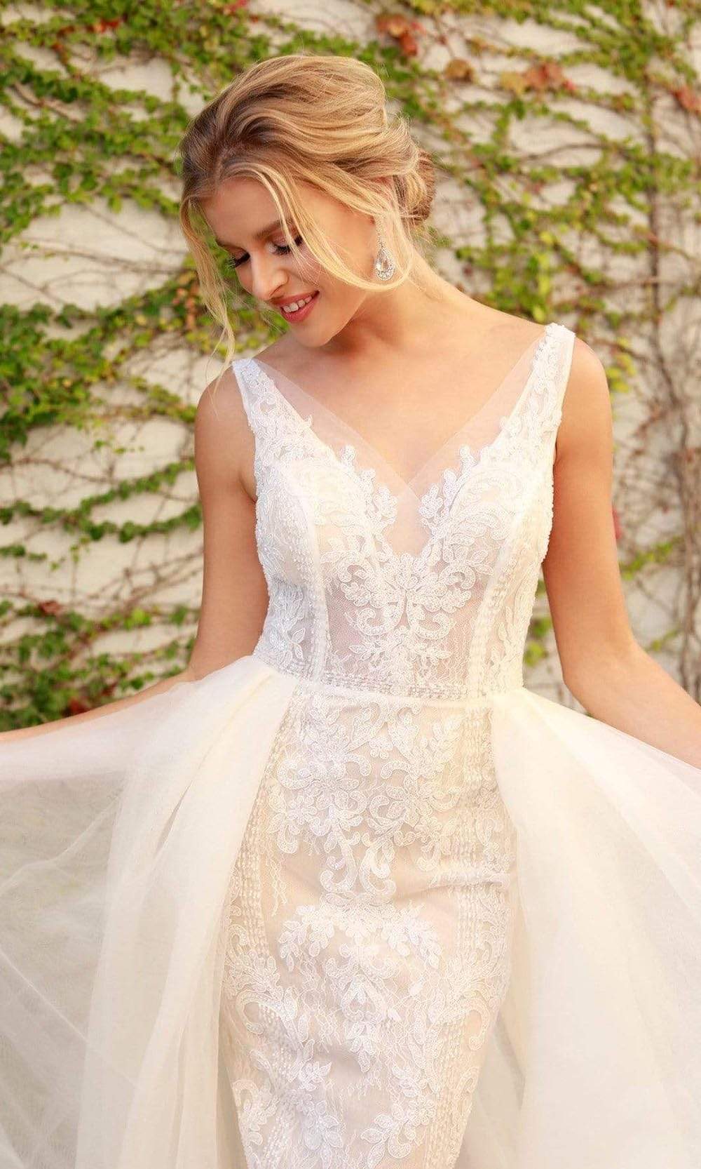 Nox Anabel - E474 Lace Applique A-Line Dress Wedding Dresses