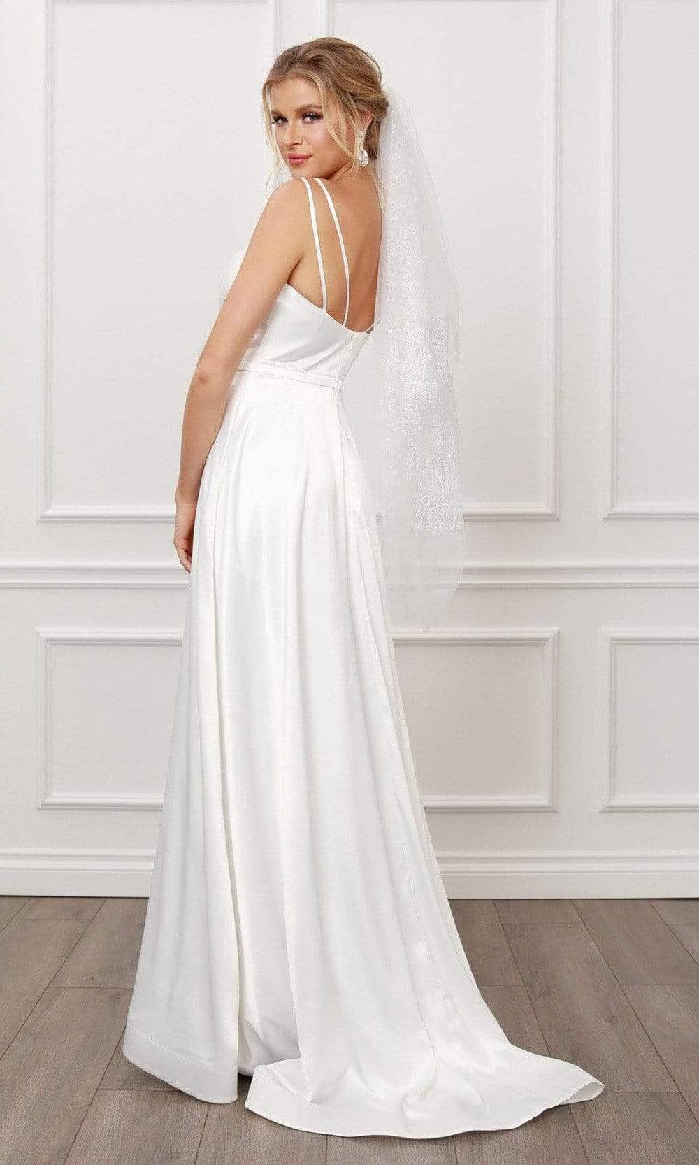 Nox Anabel - E484 Plunging V Neck A-Line Dress Wedding Dresses