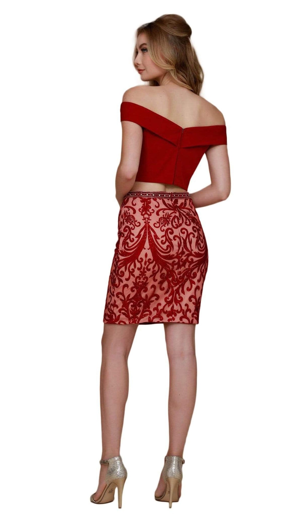 Nox Anabel - E664 Two Piece Crystal Beaded Embroidered Fitted Dress Special Occasion Dress