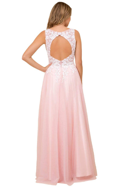 Nox Anabel - G048 Embroidered Deep V-neck A-line Gown Prom Dresses