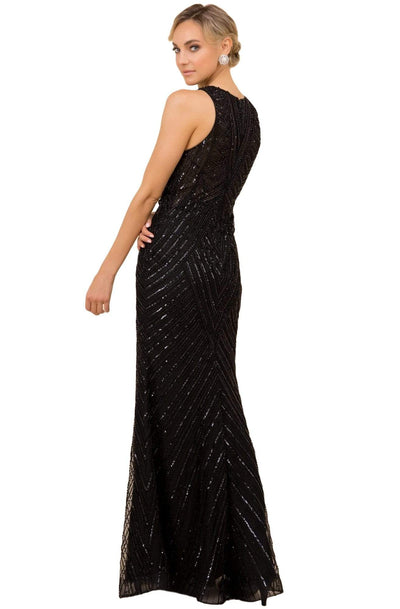 Nox Anabel - H404 Embellished Jewel Neck Sheath Dress Evening Dresses