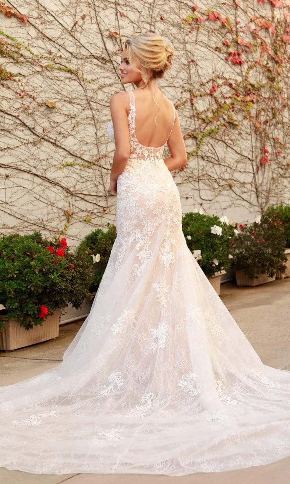 Nox Anabel - H493 V Neck Open Back Wedding Dress Wedding Dresses