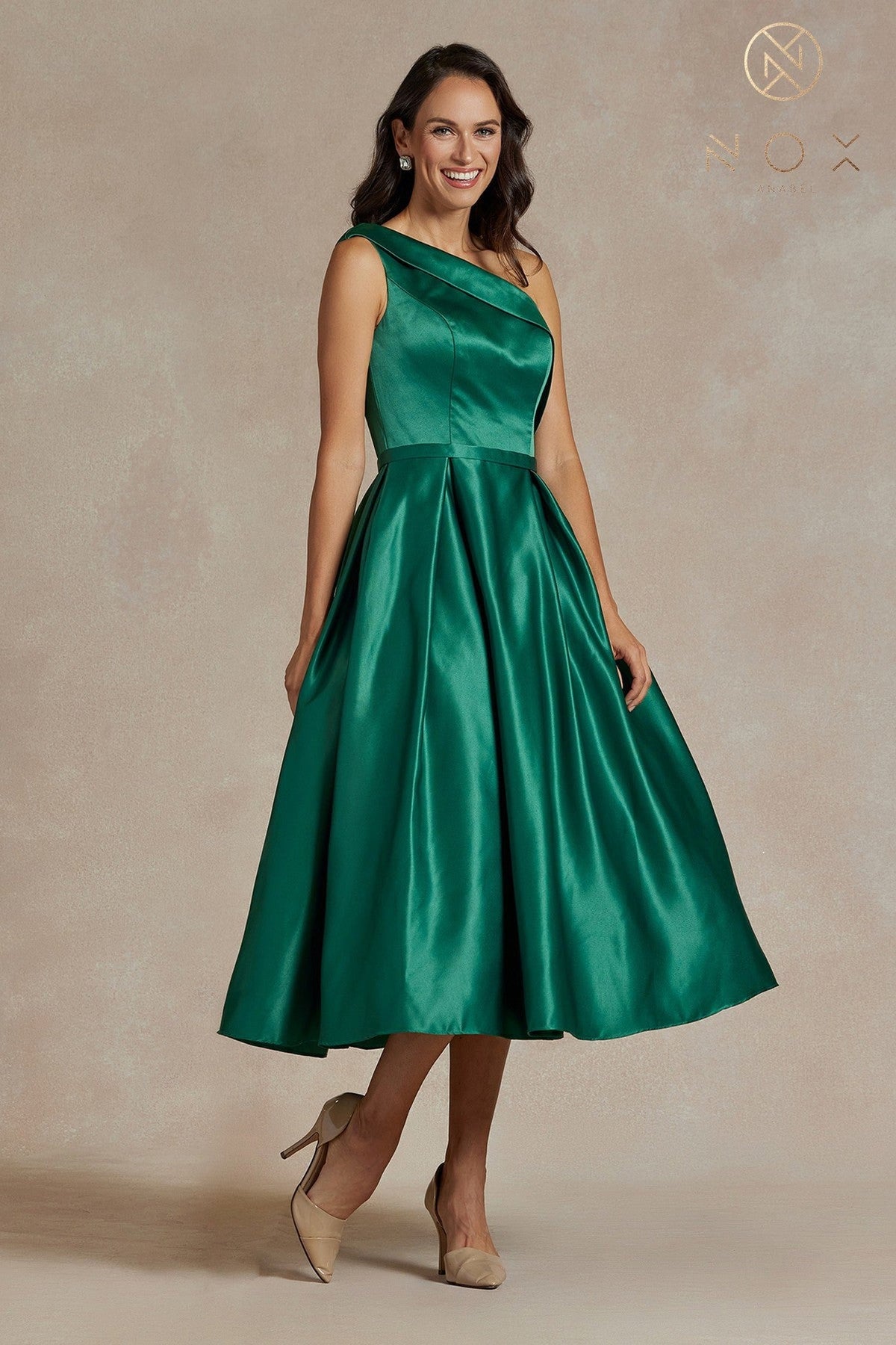 Nox Anabel JE931 Asymmetric Pleated A-Line Formal Dress