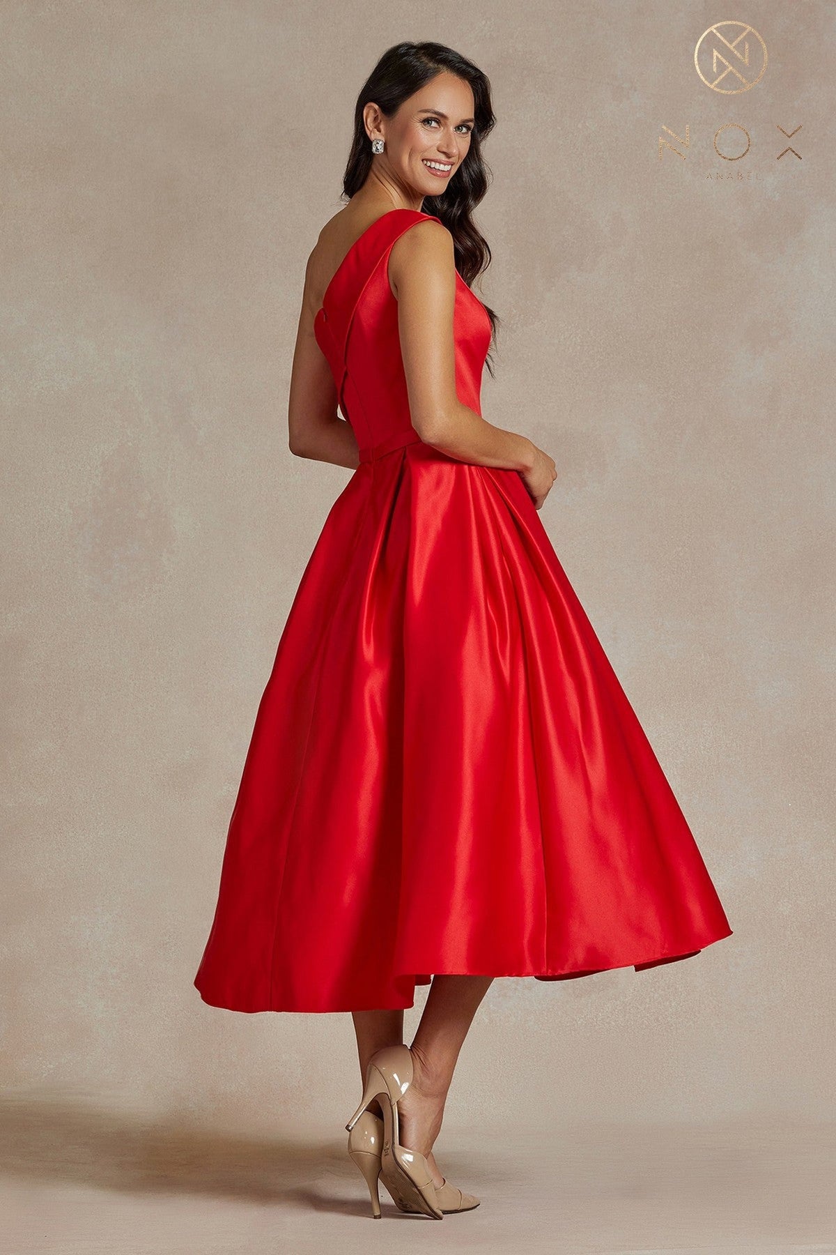 Nox Anabel JE931 Asymmetric Pleated A-Line Formal Dress