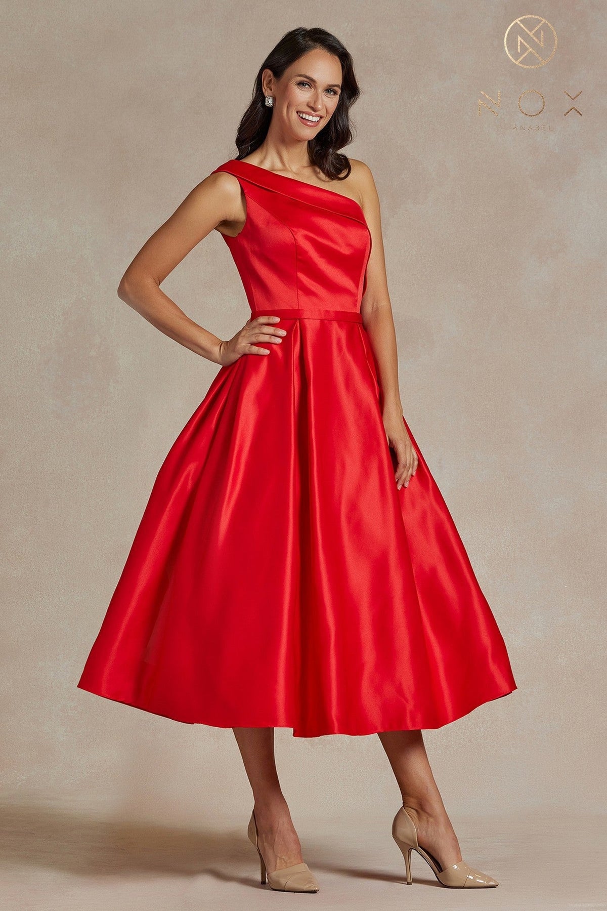 Nox Anabel JE931 Asymmetric Pleated A-Line Formal Dress