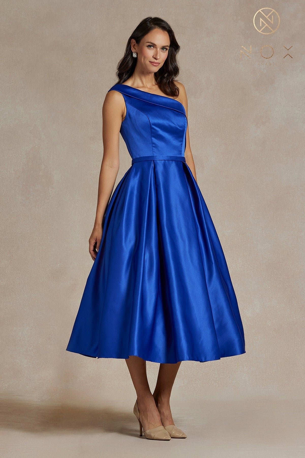 Nox Anabel JE931 Asymmetric Pleated A-Line Formal Dress