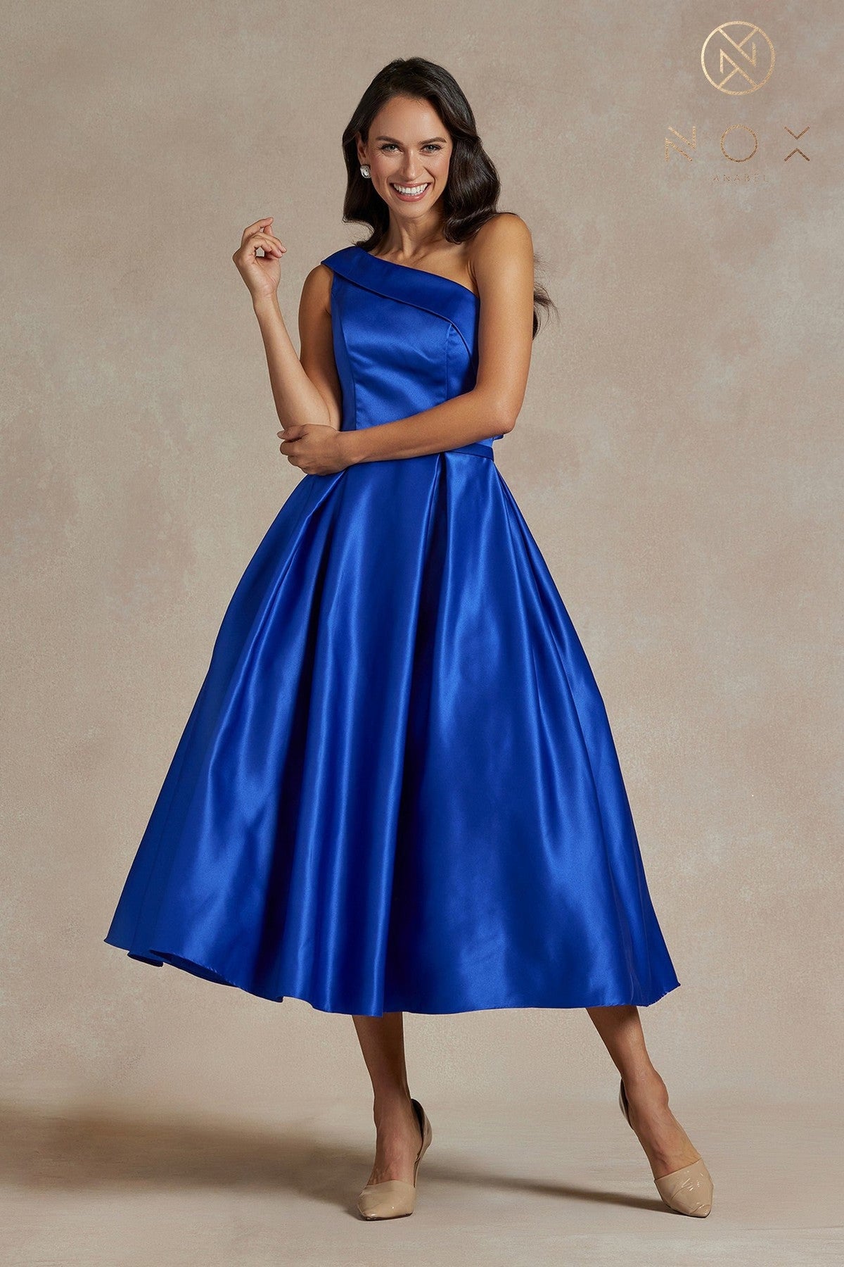 Nox Anabel JE931 Asymmetric Pleated A-Line Formal Dress