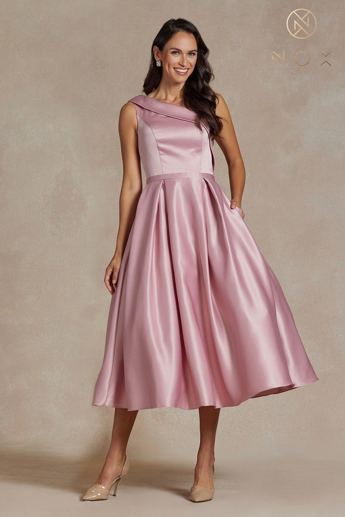 Nox Anabel JE931 Asymmetric Pleated A-Line Formal Dress
