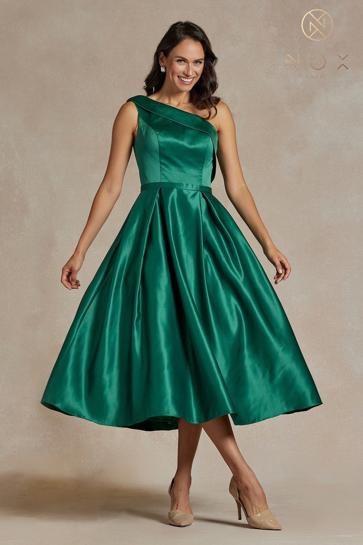Nox Anabel JE931 Asymmetric Pleated A-Line Formal Dress
