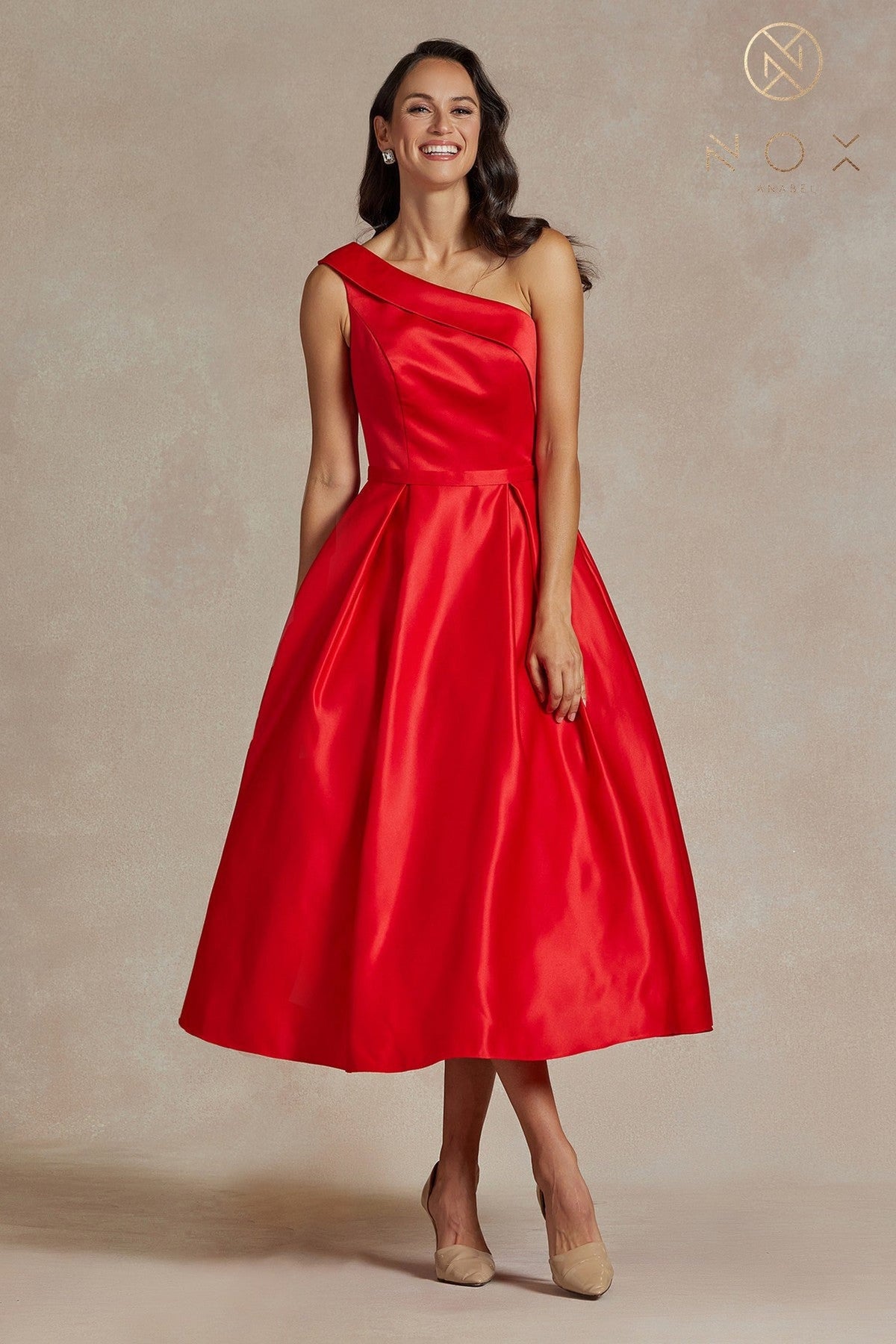 Nox Anabel JE931 Asymmetric Pleated A-Line Formal Dress