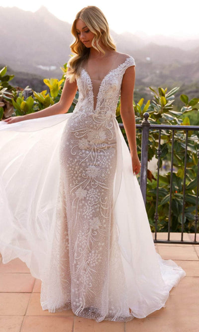 Nox Anabel JE995L - Elegant V-neck Dress with Train Bridal Dresses