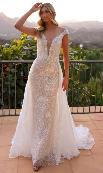 Nox Anabel JE995L - Elegant V-neck Dress with Train Bridal Dresses