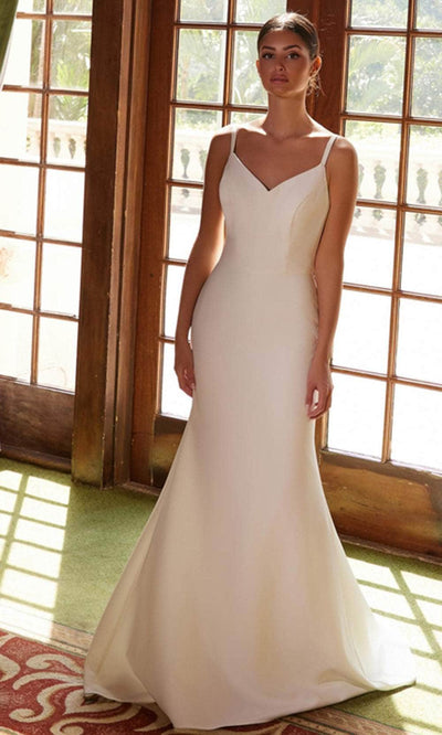 Nox Anabel JW1030 - Timeless V-Neck Satin Dress Wedding Dresses