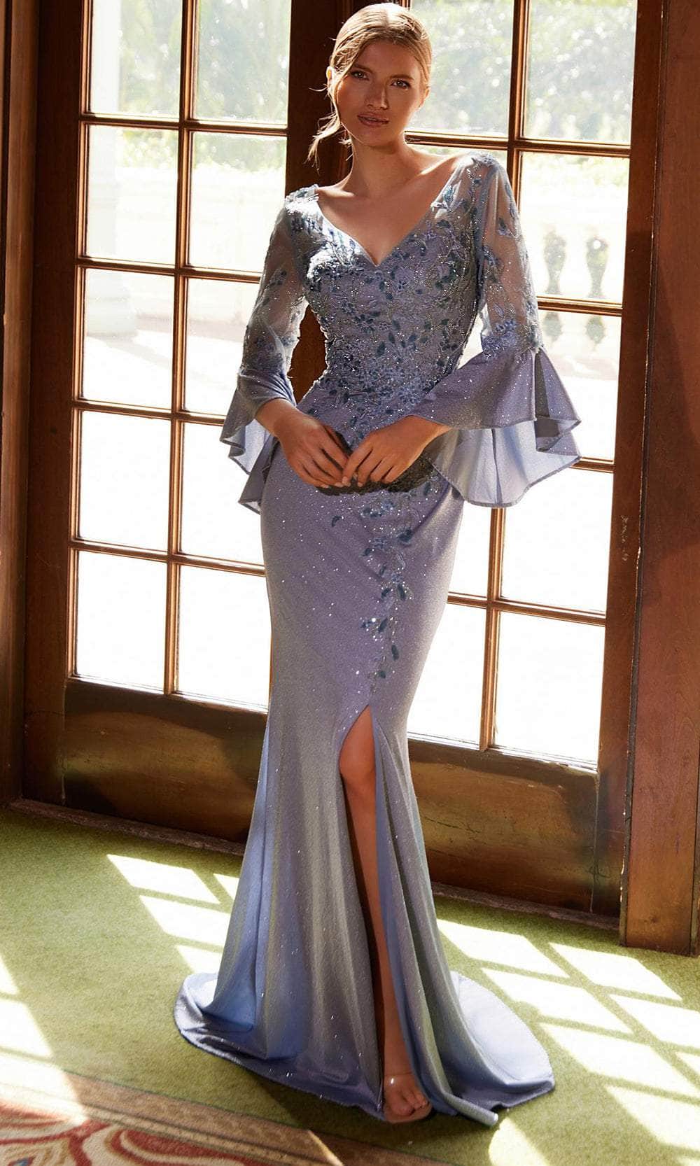Nox Anabel MD129 - Bell Sleeve Floral Detail Dress Mother of the Bride Dresses