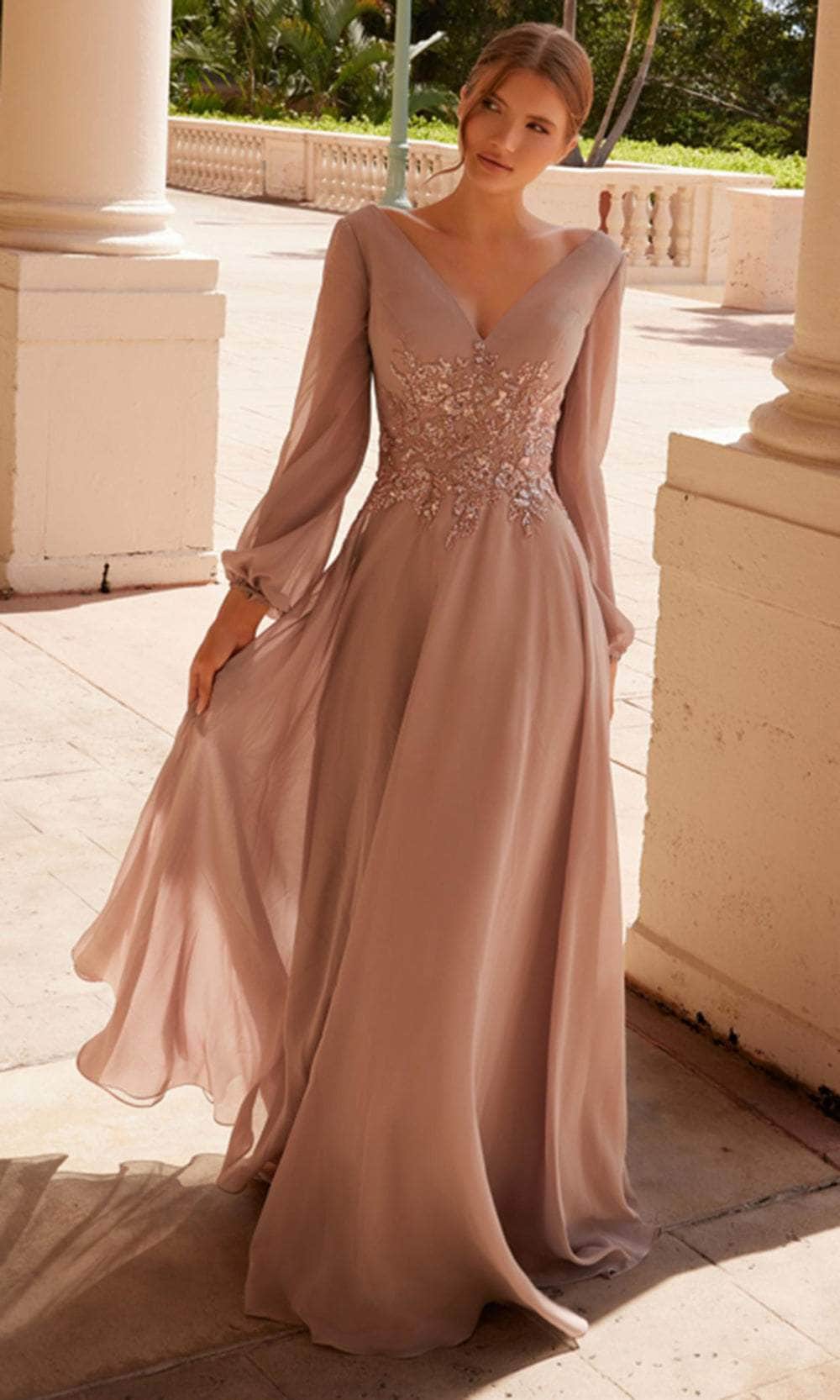 Nox Anabel ME128 - Chiffon A-line Gown with V-Neck Special Occasion Dress