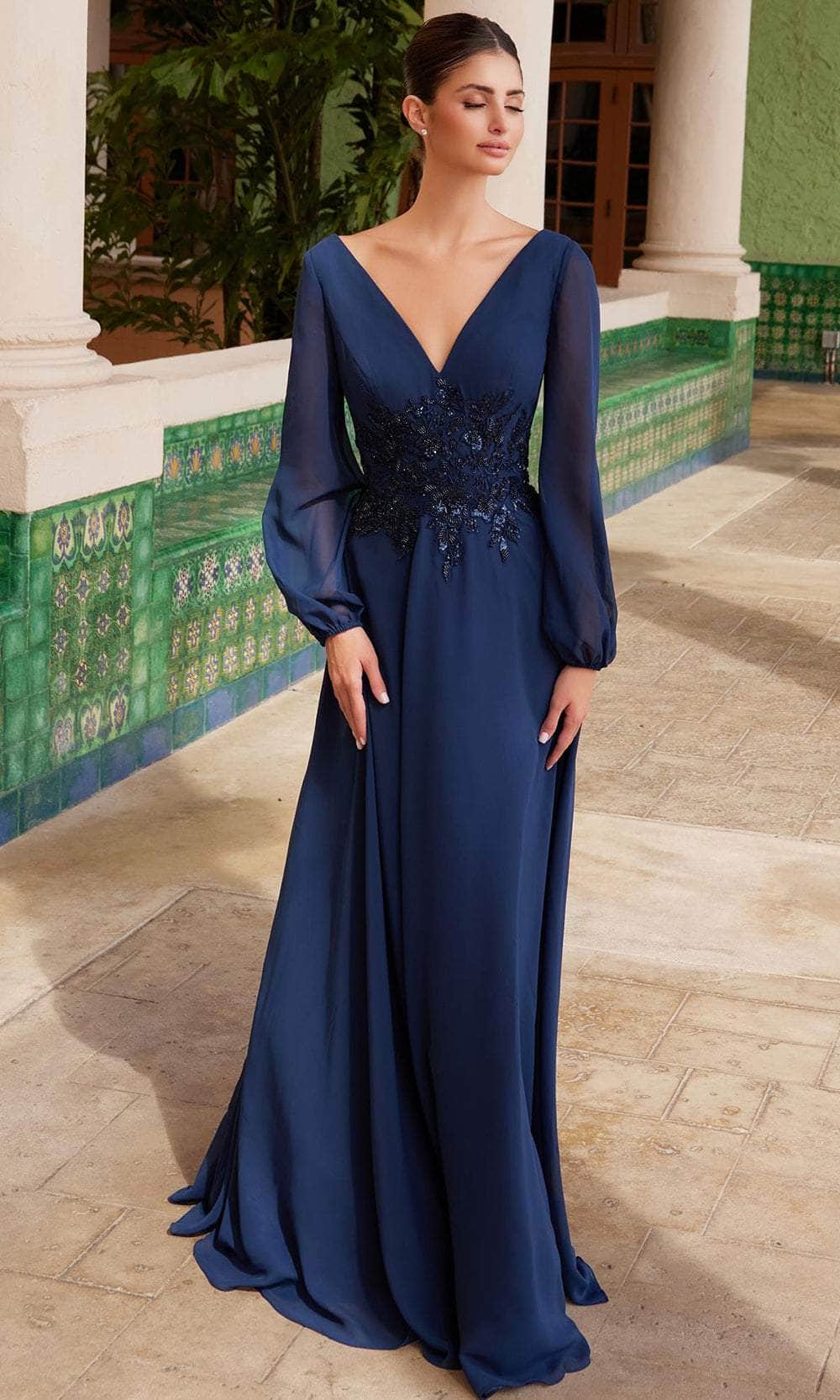Nox Anabel ME128 - Chiffon A-line Gown with V-Neck Special Occasion Dress