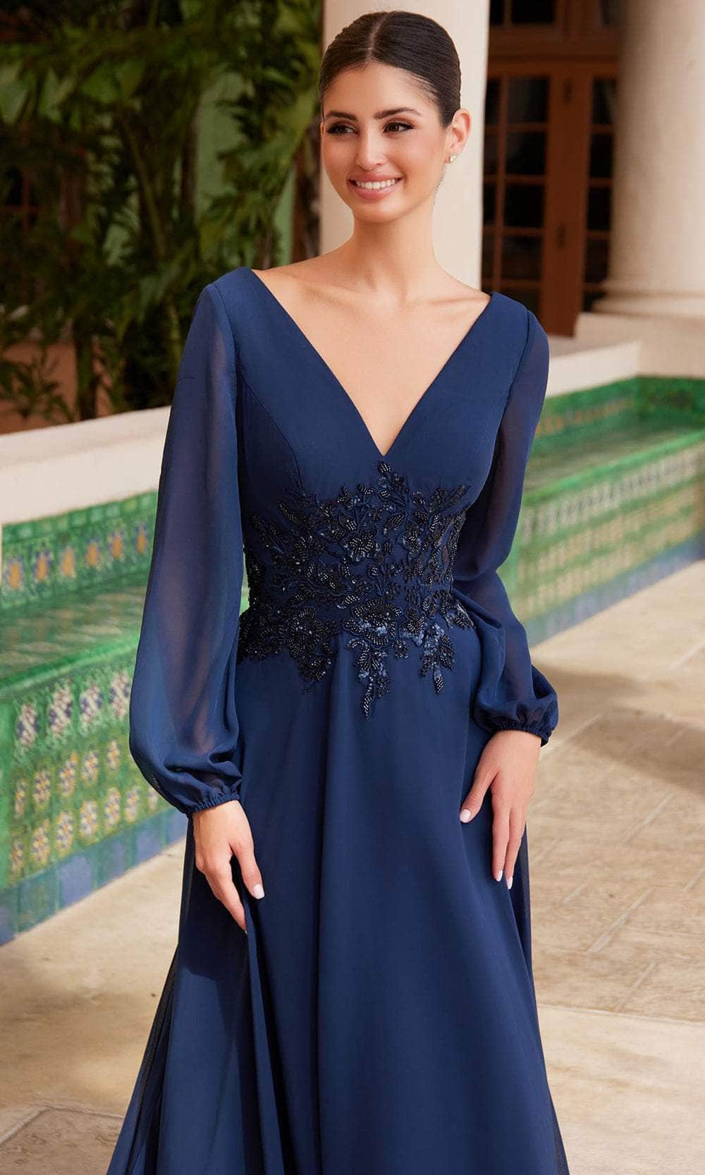 Nox Anabel ME128 - Chiffon A-line Gown with V-Neck Special Occasion Dress