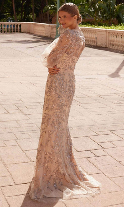 Nox Anabel MT112 - Beaded Sheer Sleeve Evening Gown Special Occasion Dress